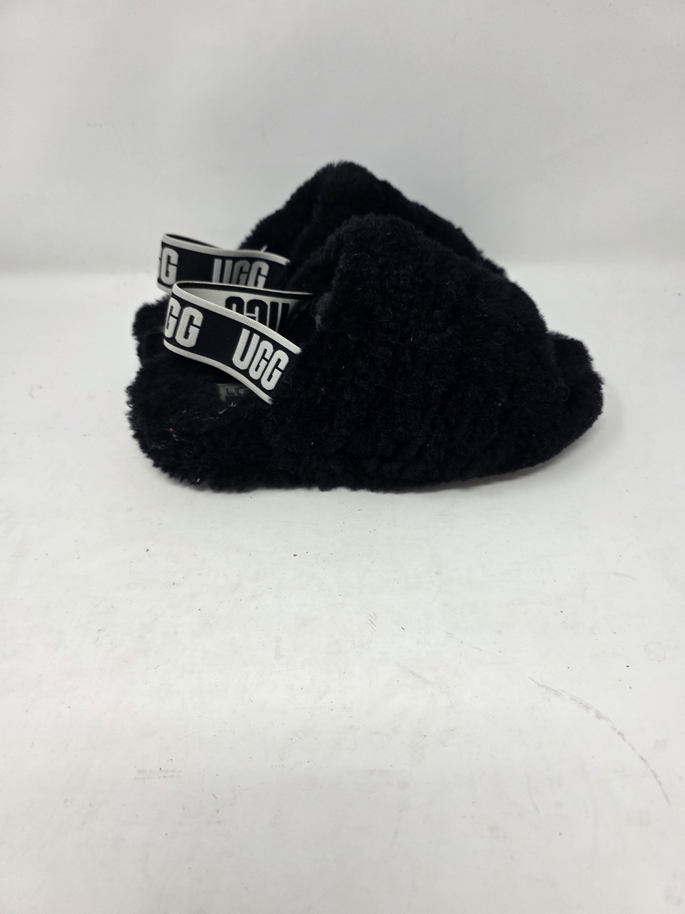 UGG Fluff Yeah Slide Black Sheepskin Slipper Sandal Womens 6 Platform